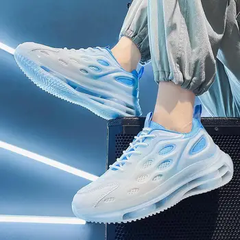 2023 Есен Нови дишащи шокови абсорбиращи обувки за бягане корейски стил модерен лек студент мъжки мрежести маратонки