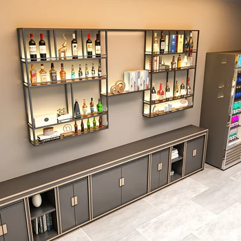 Метални висящи ъглови шкафове за вино Дисплей за съхранение на бутилки Изба Ресторант Държач за вино Модерен Barra De Vino Мебели за дома