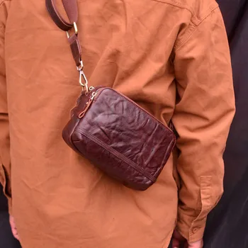 AETOO Мъжки най-горния слой телешка чанта за рамо Реколта кожена чанта crossbody Ръчно изработена кожена чанта Casual мъжка чанта за пътуване