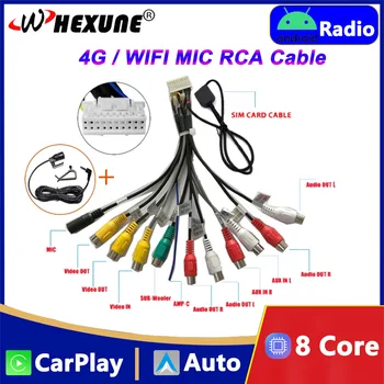 WHEXUNE 20 Pinholes 4G / WIFI Verstion RCA кабел радио адаптер микрофон AUX за кола Android радио