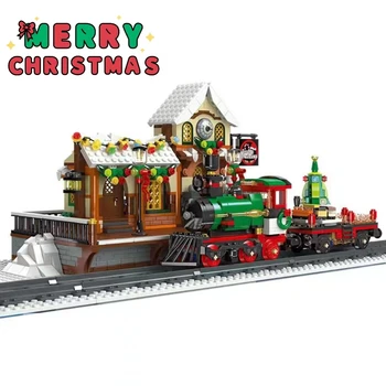 Празнувайте Коледа с поредица от частици от Street View, които снаждат Коледа светлинна атмосфера влак строителни блокове играчка модел h