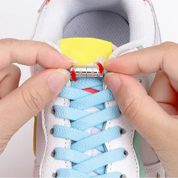 1 чифт еластични връзки за обувки за маратонки плоски връзки за обувки без връзки капсула метална ключалка мързеливи обувки дантела бързо аксесоари за безопасност
