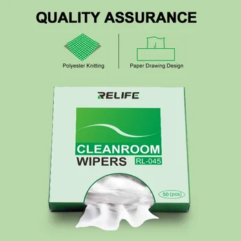  RELIFE 50Pcs / Box RL-045 Soft Cleanroom чистачки чистачки почистване без прах кърпа прах хартия чисти за мобилен телефон таблет камера