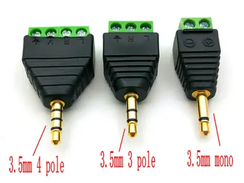  2pcs 3.5mm моно 3 полюс 4 полюс щепсел винт терминал свързващ пост за аудио слушалки конектор