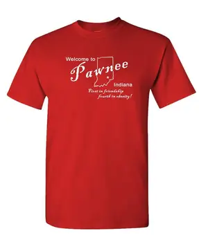 ДОБРЕ ДОШЛИ В PAWNEE INDIANA - Унисекс памучна тениска тениска