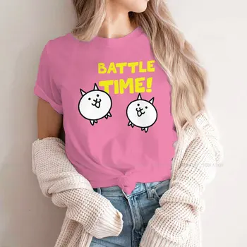 Essential O Neck TShirt Битката Котки Котка игра Fabric Basic T Shirt Нов дизайн на жената Гореща продажба
