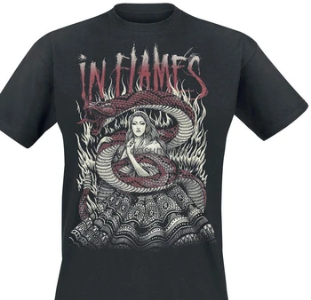 In Flames Snake Woman T Shirt Black Men's T Shirts Summer Style Fashion Swag Men T Shirts.