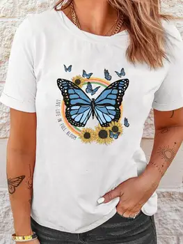 Butterfly Trend Sweet 90s графични тениски Tee Топ мода жени къс ръкав печат тениска лято пролетта печат облекло