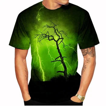 Гореща продажба Нов продукт 3D Lightning Print тениска Мъже и жени Личност Cool Print тениска