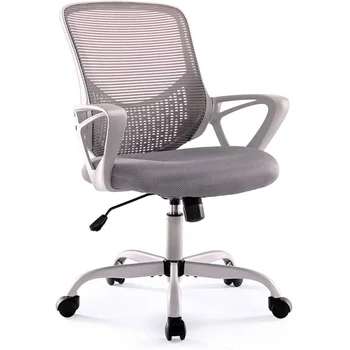Офис стол, ергономичен домашен стол за бюро Mid Back Mesh стол Подвижен въртящ се компютърен стол с лумбална опора