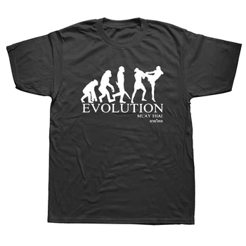 Funny Muay Thai Boxinger Evolution T Shirts Graphic Cotton Streetwear Short Sleeve Harajuku Martialer Art T-shirt