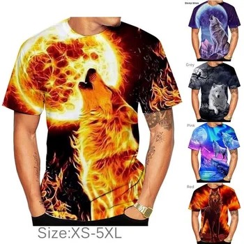 2023 Лято Нови 3D вълци печат тениска Случайни мода T ризи Горнища Мъже/жени Извънгабаритни ризи с къс ръкав
