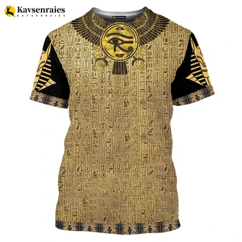 2023 Ретро Древен Египет Бог Фараон 3D отпечатани тениска Окото на Хор модел T риза Мъжка мода Ежедневни улични облекла върхове