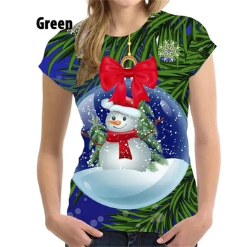 Дамски коледни дрехи XS-4XL Коледа гореща продажба 3D тениска Коледно дърво печат къс ръкав Cool мода T ризи женски