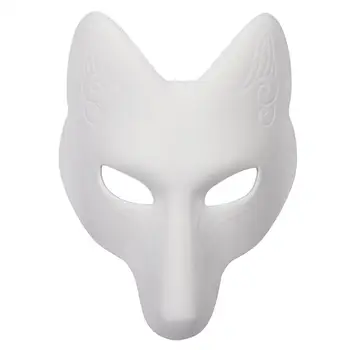 DIY небоядисан празен бял празен PU лисица форма маска за лице Хелоуин парти маскарад костюм косплей маска консумативи