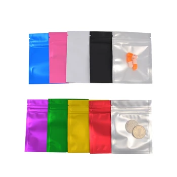 100Pcs цветове алуминиево фолио чанти запечатващи Ziplock плосък пакет джобни торбички за бонбони подправки съхранение миризма доказателство Mylar чанта