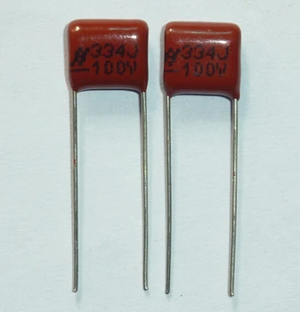 10pcs / 100pcs CBB кондензатор 334 100V 334J 0.33uF 330nF P7.5 метализиран полипропиленов филмов кондензатор