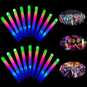 50pcs мигаща пяна стик 3 LED мигащи светещи пръчки Bulk Revel Cheer Tube Тъмна светлина за Коледа Консумативи за сватбено тържество за рожден ден