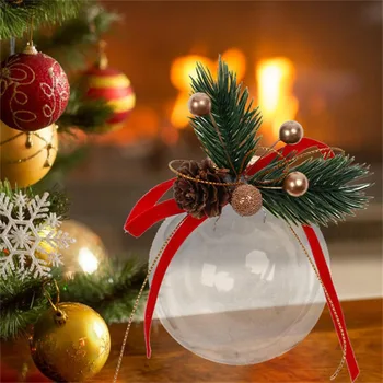 Коледа прозрачна топка пластмасова пълнене коледно дърво висящи орнаменти Коледа Navidad сватбено парти Начало декор