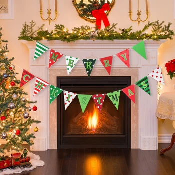 Весела Коледа хартия банер гирлянд Коледа декорации висящи флаг за дома 2024 Navidad Коледа Нова година парти доставки