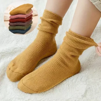 Детски вълнени чорапи Деца Момчета Момичета Пролет Есен Меки топли чорапи Бебешки чорапи Мода Плътен цвят Детски дълги чорапи Зимни неща