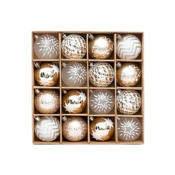 Опаковка от 16 шампанско злато бяло коледно дърво традиционни висулка орнаменти
