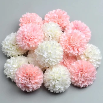 【20PCS】6.5CM изкуствена хортензия цвете главата DIY венец аксесоари сватба декорация дома коприна цвете