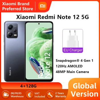 Глобална версия Xiaomi Redmi Note 12 5G смартфон Snapdragon® 4 Gen 1 CPU 120Hz AMOLED 48MP основна камера 33W бързо зареждане