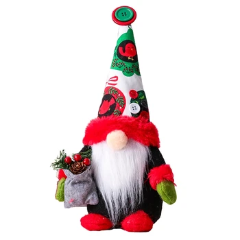 Нова година декор триизмерен безличен кукла коледна украса Коледа подаръци празнични играчки елф гном орнаменти (A)