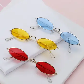 Класически ретро овални малки рамки слънчеви очила реколта нюанси слънчеви очила за мъже жени метален цвят обектив моден дизайн очила