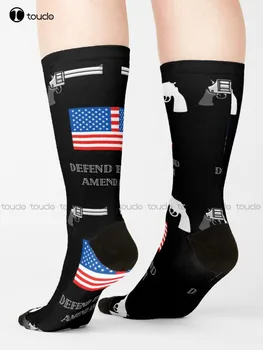 Защитавай Втората поправка Чорапи Смешни чорапи за жени Персонализирани потребителски унисекс възрастни тийнейджърски младежки чорапи 360 ° подарък за цифров печат