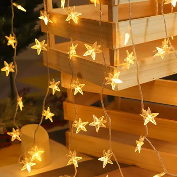 2023 Коледна украса LED струнни светлини Вътрешна парти атмосфера стая батерия звезда светлини открит фестивал завеси 247