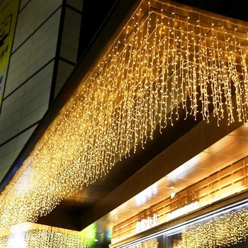 Коледен венец LED завеса ледени висулки низ светлини увиснал 0.4-0.6m AC 220V градина улица открит декоративна празнична светлина