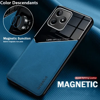 Car магнитен държач кожа обратно капак за Samsung Galaxy S23 FE 5G S23FE 2023 SM-S711B 6.4 