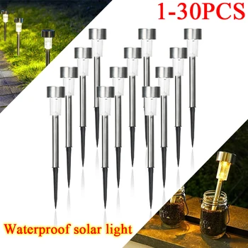 1-30Pcs Инструменти за декорация на слънчева градина Светлина Външна слънчева лампа Водоустойчиво ландшафтно осветление за пътека Patio двор морава