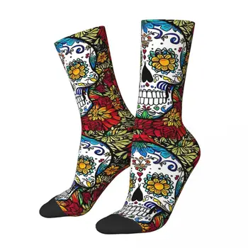 Реколта череп в цвят мъжки чорапи ден на мъртвите Мексико череп унисекс улица стил модел отпечатани смешно екипажа чорап подарък