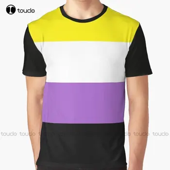 Небинарна графична небинарна гордост флаг небинарна гордост тениска по поръчка Aldult Teen Унисекс дигитален печат тениски Xs-5Xl