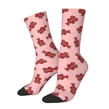 Есен Зима луд дизайн жени мъже сладък омари модел на светло розови чорапи животински нехлъзгащи се чорапи