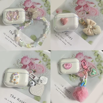 For Honor Earbuds X5 / x5s Case Cute Bear/flower Keychain Case honor x5s Transparent Earphone Silicone Cover honor x5 s