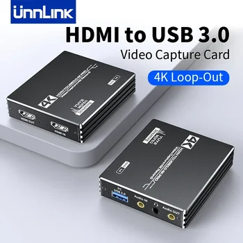 Unnlink 4K 1080P HDMI USB видео карта за заснемане HDMI към USB 3.0 Grabber рекордер за PS 4 Game DVD видеокамера камера на живо