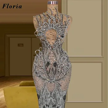 Floria Луксозни рокли за знаменитости с ръчно изработени мъниста Dubai Couture вечерна рокля русалка сватбено парти рокля халати Du Soir