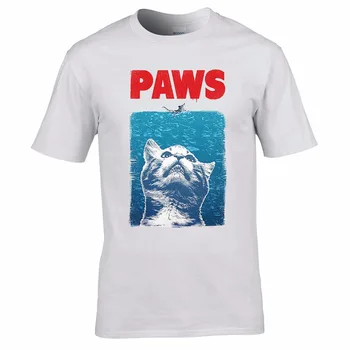 Нова мода Горещи готини тениски за мъже лапи T риза челюсти пародия игра на думи смешно лозунг котка мяу сладък рожден ден ми тениска класически