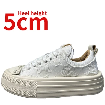 Луксозни занаятчийски просяци стил designe обувки за мъже увеличени 5 см високо качество платно обувки дебела платформа повдигнати борда обувки мъжки