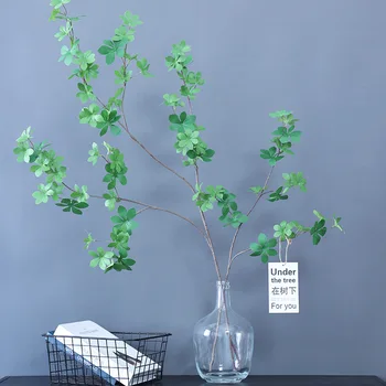 махагоново изкуствено растение 125CM Японски Bell клон вътрешен дом ваза цвете подреждане мулти-венчелистче листни зелено растение
