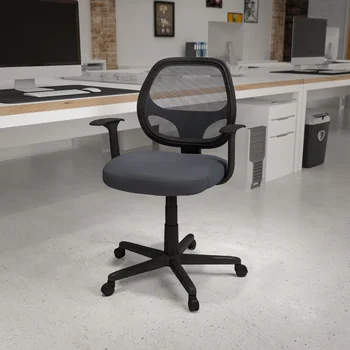 Flash Основи Mid-Back сива мрежа въртяща се ергономична задача офис стол с ръце, BIFMA сертифициран