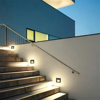  Открит Led стълбищна стъпка светлина 5W водоустойчив вдлъбнат стена ъгъл светлина LED Footlight за пейзаж пътека стълбище AC110V-220V