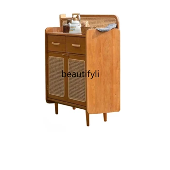 ратан скрин модерен минималистичен шкаф от масивна дървесина Nordic многофункционален шкаф за съхранение спалня нощно шкафче