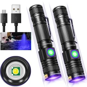  UV фенерче 365nm & 395nm Blacklight акумулаторна USB, лампа на дърво, ултравиолетова черна светлина, LED преносим - детектор