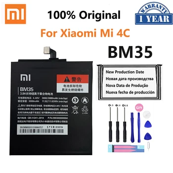 Xiao Mi оригинална батерия за телефон BM35 за Xiaomi Mi 4C Mi4C M4C висококачествени батерии за подмяна на телефони 3080mAh