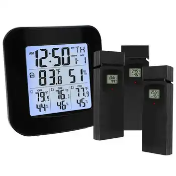 Измерване на температура и влажност с 3 вътрешни / външни безжични сензора Термометър за метеорологична станция и хигрометър